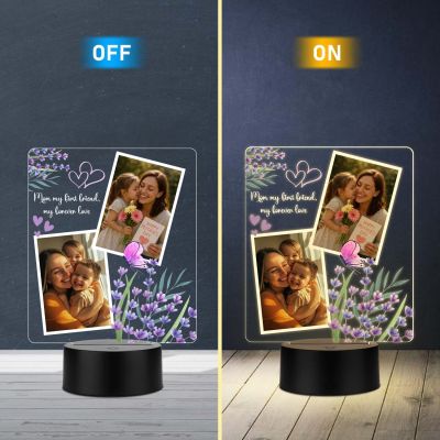 Personalized Mom “My First Friend” Engraved Night Lamp with Warm White Light & USB Powered